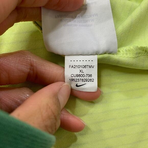 Nike Polo Shirt Mens XL Extra Large Summer Pear Green Grey Dri Fit Vapor Stripe - Picture 6 of 9